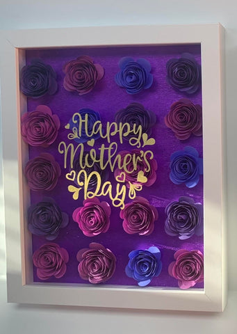 Purple Happy Mother's Day Personalized Flower Shadow Box, for Mom, Birthday, Anniversary, Mother's Day