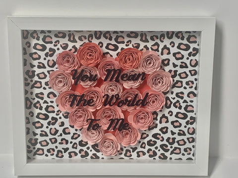 Pink Roses Shadow Box, Mother's Day, You Mean The World To Me Flower Decor Wall Frames
