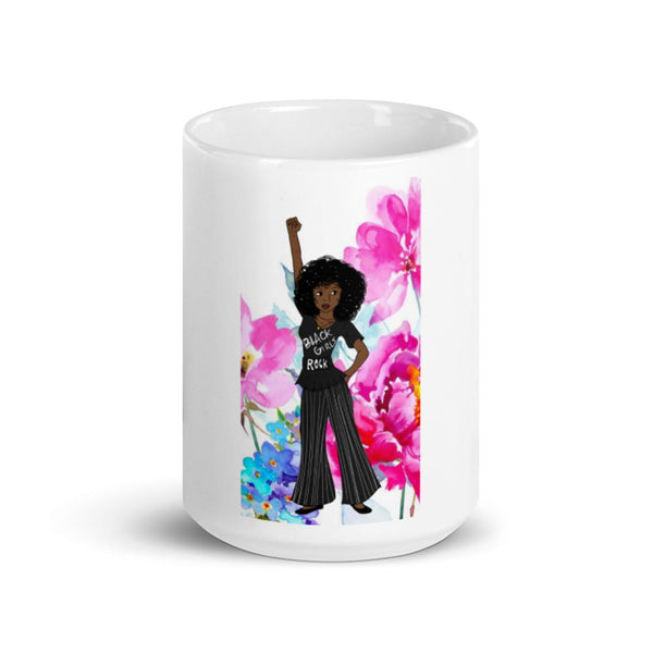 Black girl afro hair 15oz glossy  ceramic mug