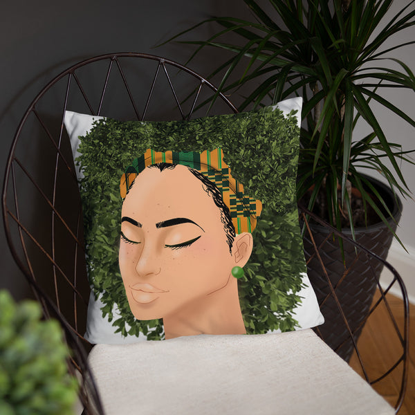Wrapped, Naturally Headwrap Afrocentric Home Decor Throw Pillow