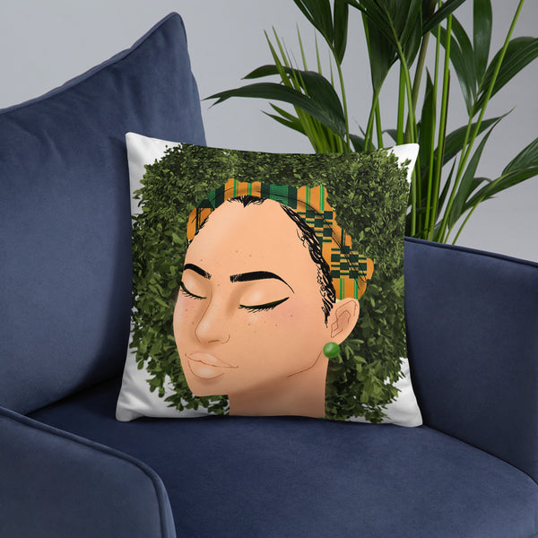 Wrapped, Naturally Headwrap Afrocentric Home Decor Throw Pillow