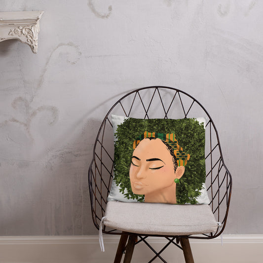 Wrapped, Naturally Headwrap Afrocentric Home Decor Throw Pillow