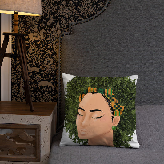 Wrapped, Naturally Headwrap Afrocentric Home Decor Throw Pillow