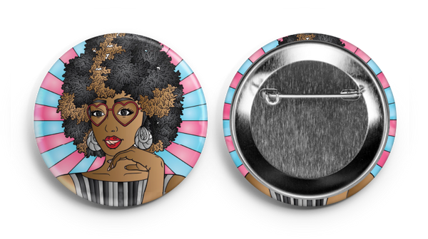 a pin showing a fashionable black girl with natural 4c hair