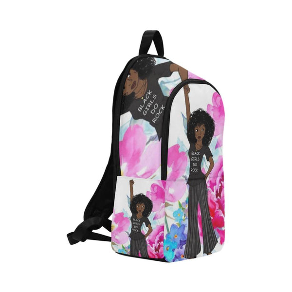 Side view of cute black girls rock backpack