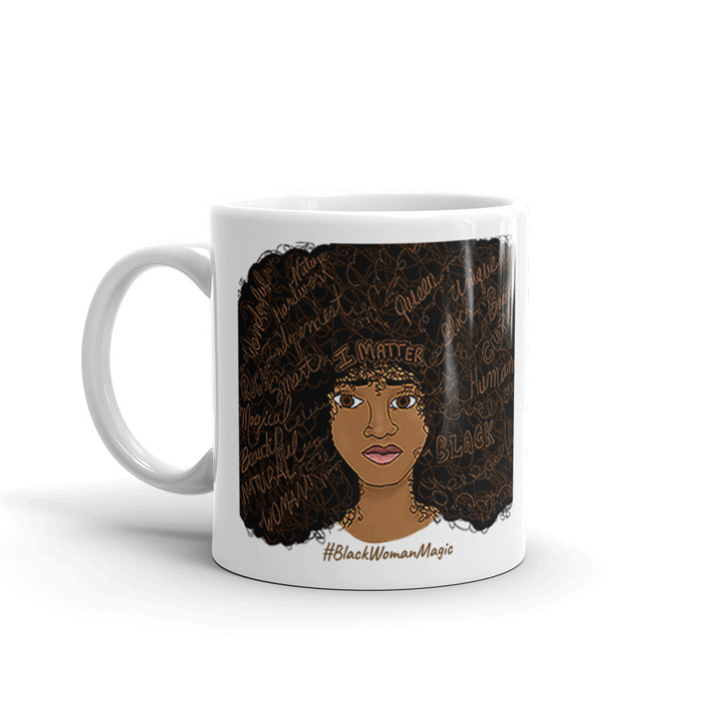 african coffee mugs I Matter Afro Word Art Natural Hair Coffee Mug For Black Women 15oz