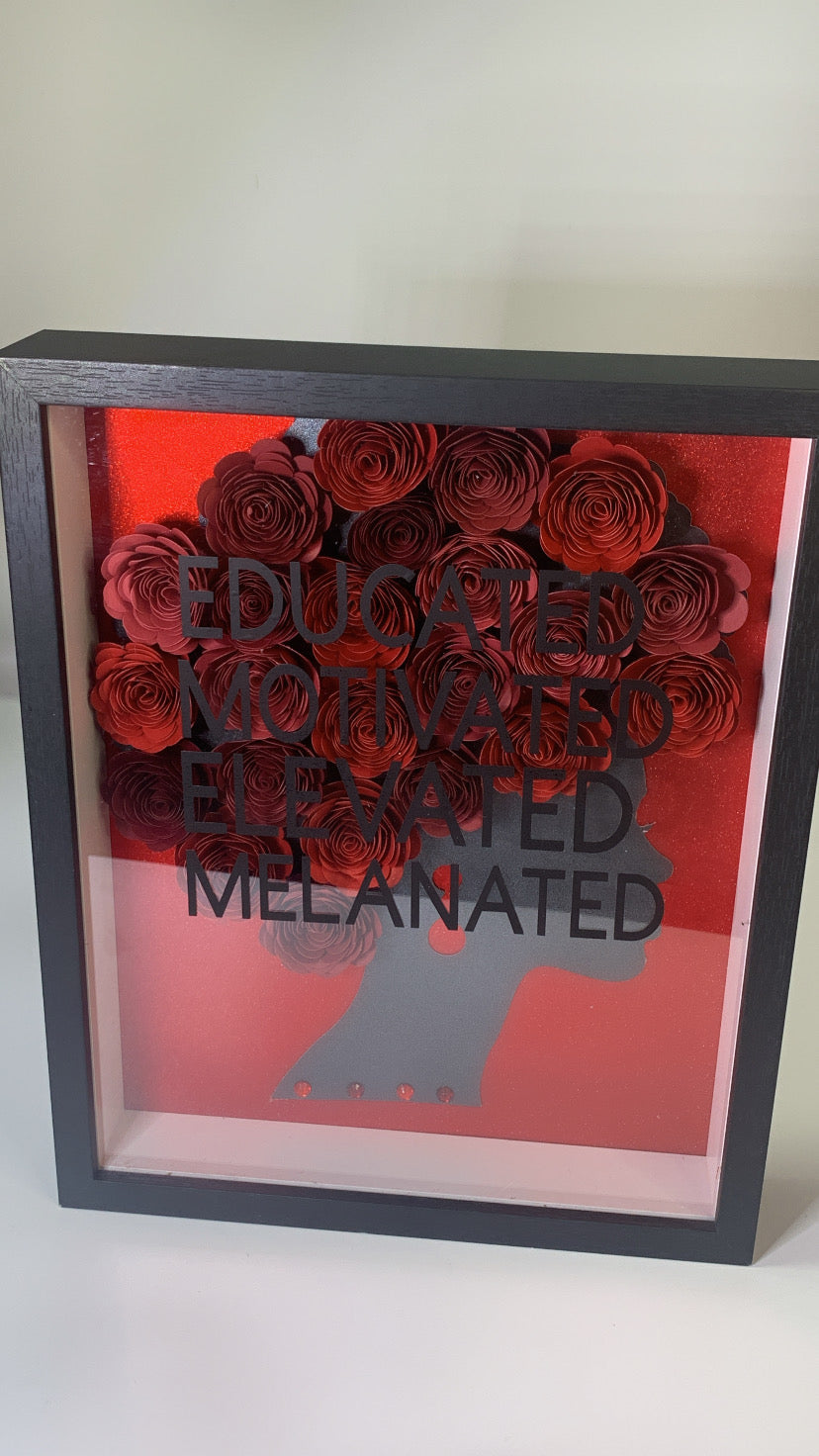 Educated. Motivated. Elevated. Melanated. Shadow Box