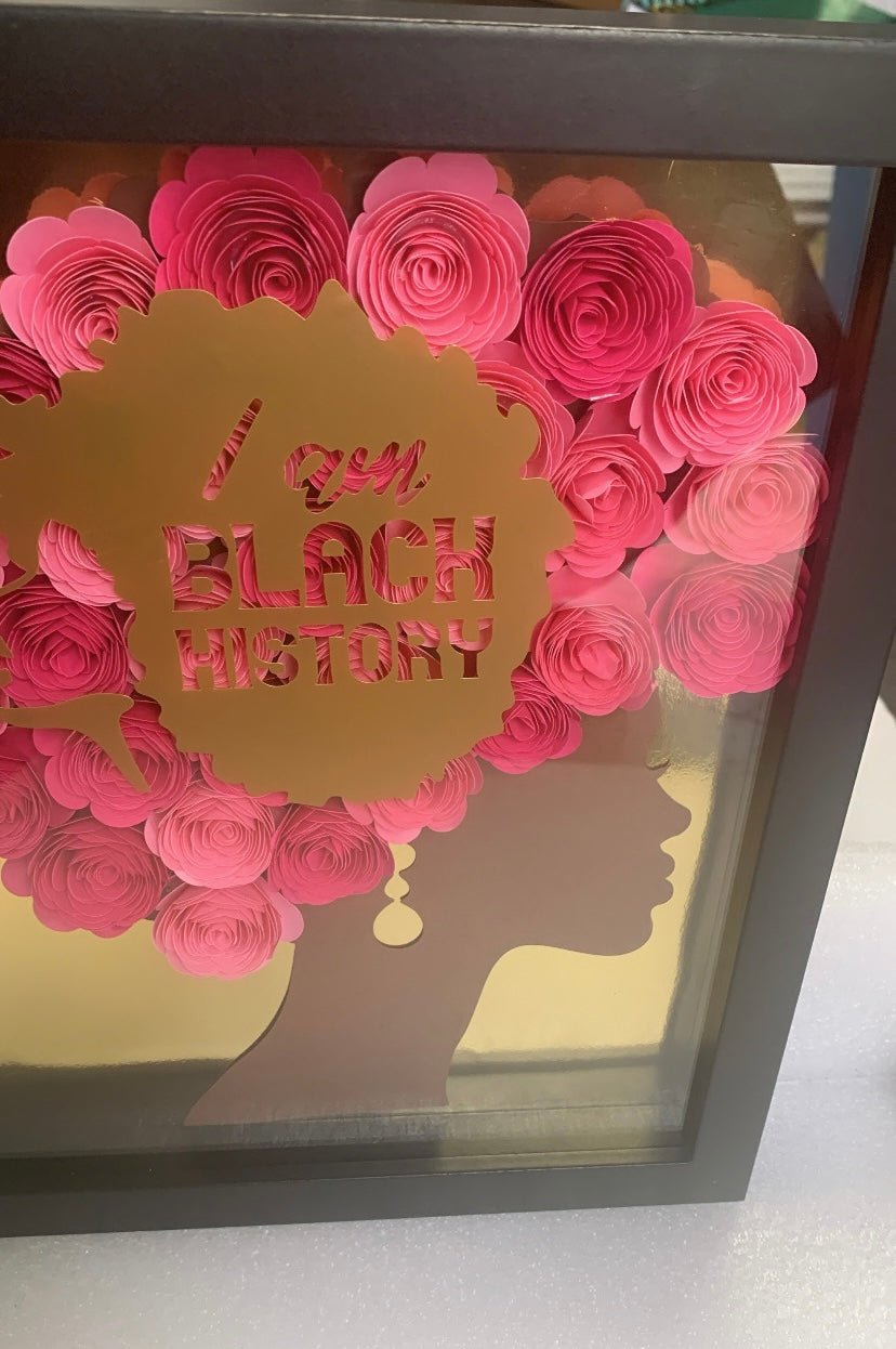 Afro Hair Queen  "I Am Black History", Pink Flowers