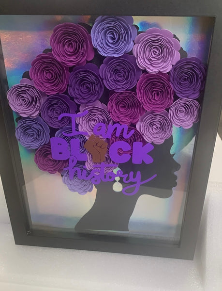 Afro Queen, "I Am Black History", Purple Flowers,  Gift For Black Woman