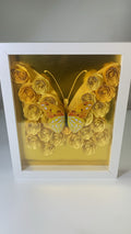 Golden Butterfly Paper Flower Shadow Box