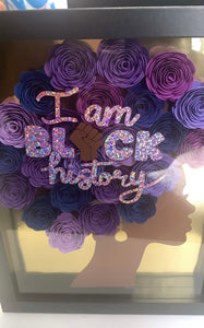 Afro Queen, "I Am Black History", Purple Flowers,  Gift For Black Woman, Irridescent Text