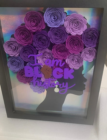 Afro Queen, "I Am Black History", Purple Flowers,  Gift For Black Woman