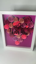 Love You Heart Paper Flower Shadow Box