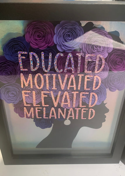 Afro Hair Queen  "Educated, Motivated, Elevated, Melanated" Purple Flowers