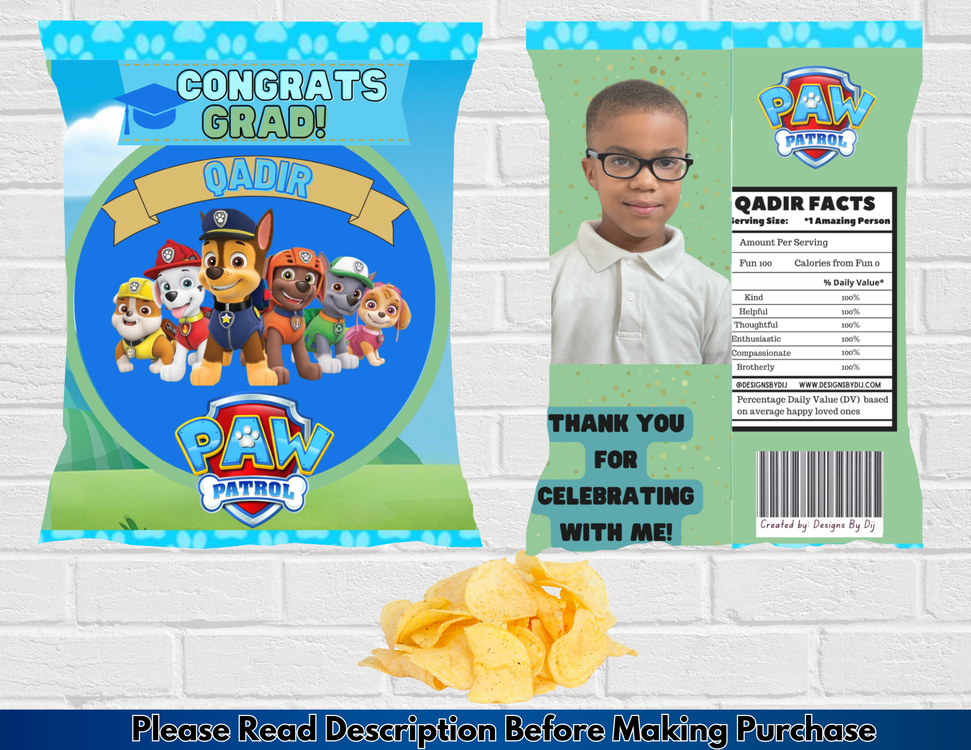 Custom Regular Sized Chip Bags (Filled)