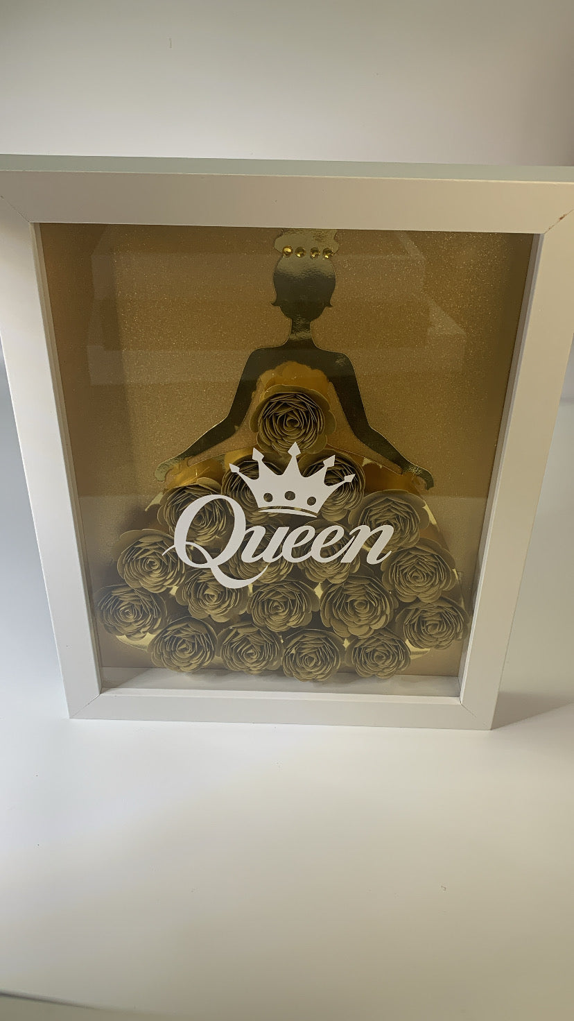 Queen Paper Flower Shadow Box