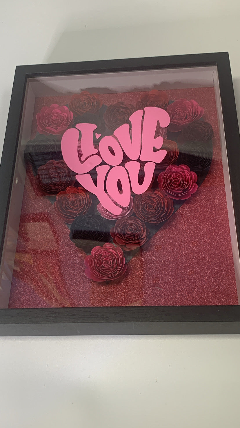 I Love You Paper Flower Shadow Box