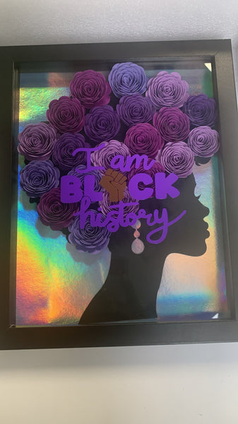 Afro Queen, "I Am Black History", Purple Flowers,  Gift For Black Woman