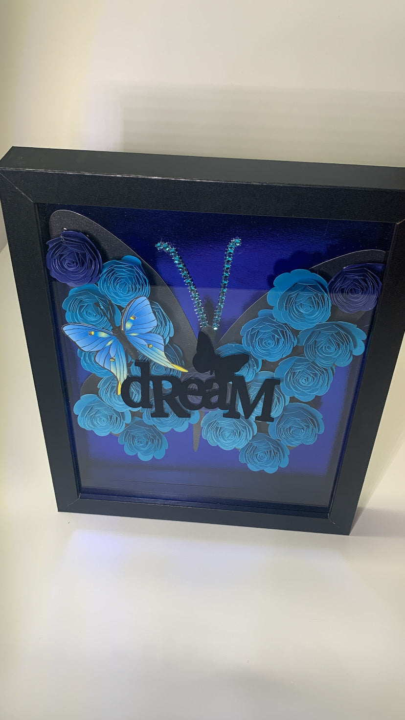 Dream Blue Butterfly Shadow Box