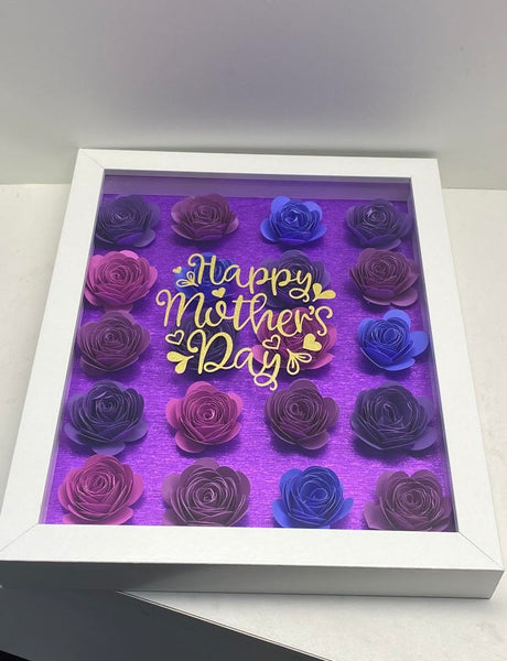 Purple Happy Mother's Day Personalized Flower Shadow Box, for Mom, Birthday, Anniversary, Mother's Day