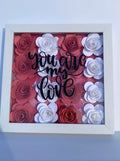 Small Pink And White Roses Shadow Box, "You Are My Love" Personalized Shadow Box, Shadow Box for mom, Flower Gift Box, Birthdays, Anniversary, Mother's Day