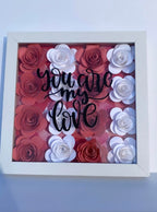 Pink And White Roses Shadow Box, "You Are My Love" Personalized Shadow Box, Shadow Box for mom, Flower Gift Box, Birthdays, Anniversary, Mother's Day