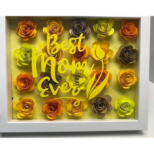 Lively Yellow Flower Shadow Box, Personalized Shadow Box For Mom, Birthdays, Anniversary, Mother's Day