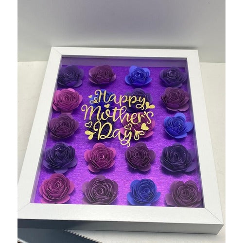 Purple Happy Mother's Day Personalized Flower Shadow Box for Mom, Birthdays, Anniversary, Mother's Day