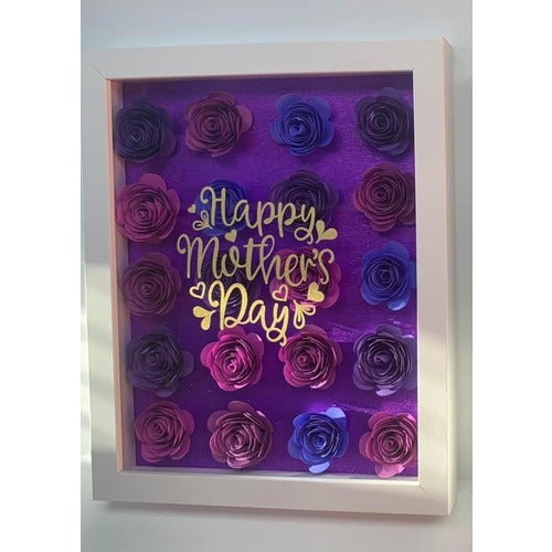 Purple Happy Mother's Day Personalized Flower Shadow Box, for Mom, Birthday, Anniversary, Mother's Day