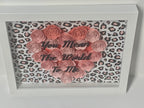 Pink Roses Shadow Box, Mother's Day, You Mean The World To Me Flower Decor Wall Frames