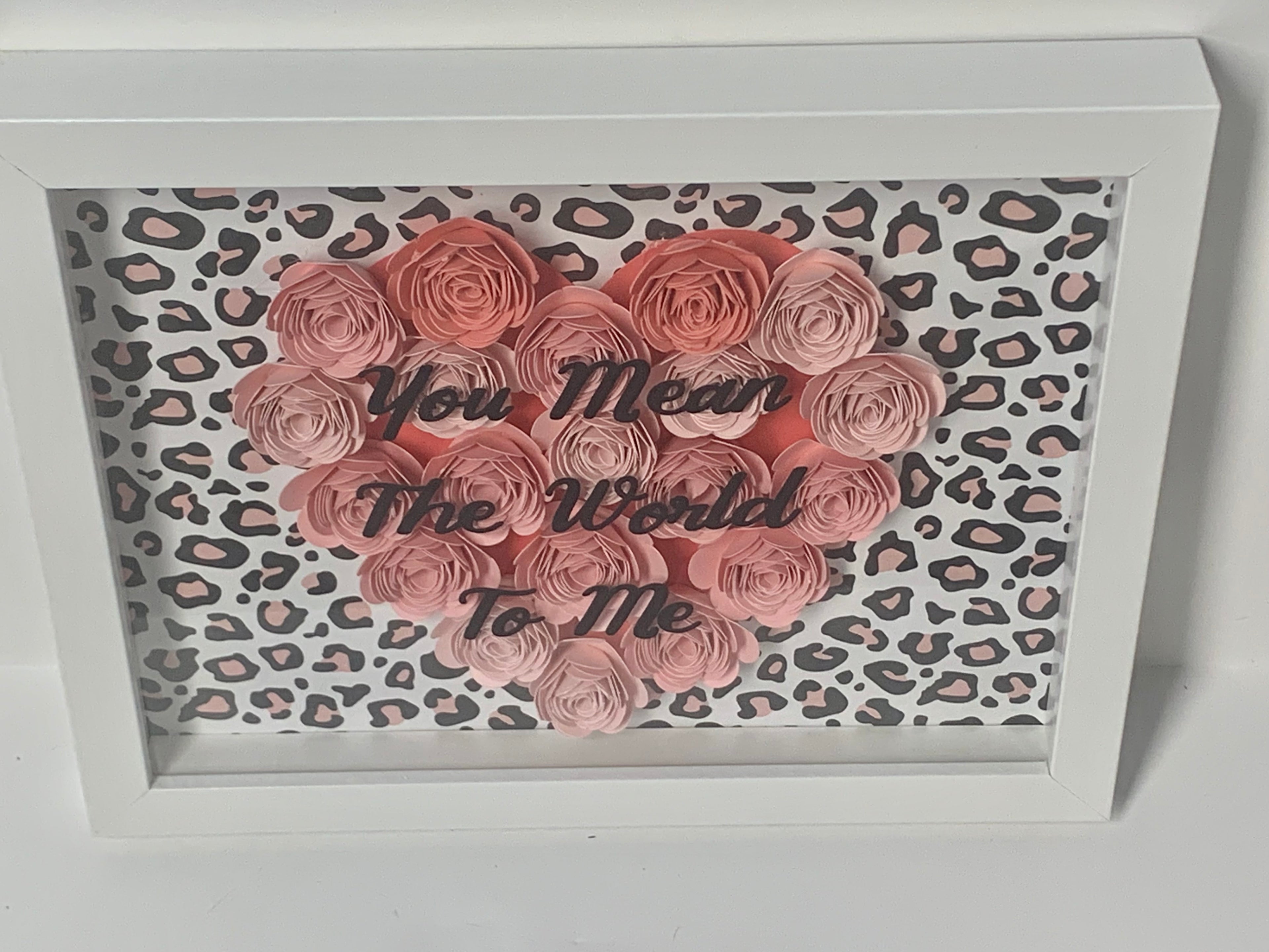 Pink Roses Shadow Box, Mother's Day, You Mean The World To Me Flower Decor Wall Frames