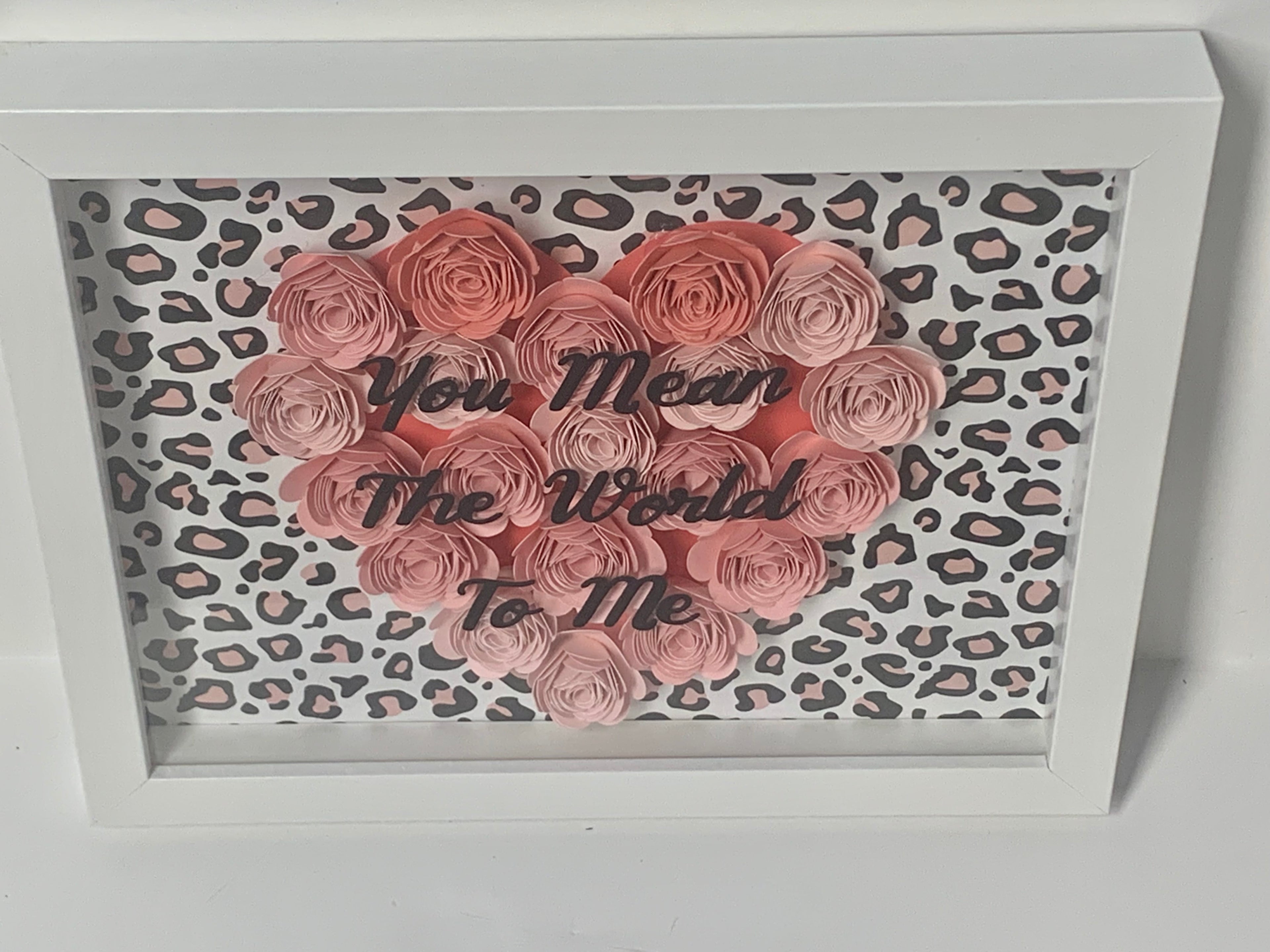 Pink Roses Shadow Box, Mother's Day, You Mean The World To Me Flower Decor Wall Frames