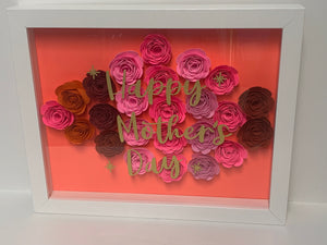 "Happy Mother's Day" Shades Of Pink, Flower Shadow Box, Wall Frame, Mother's Day