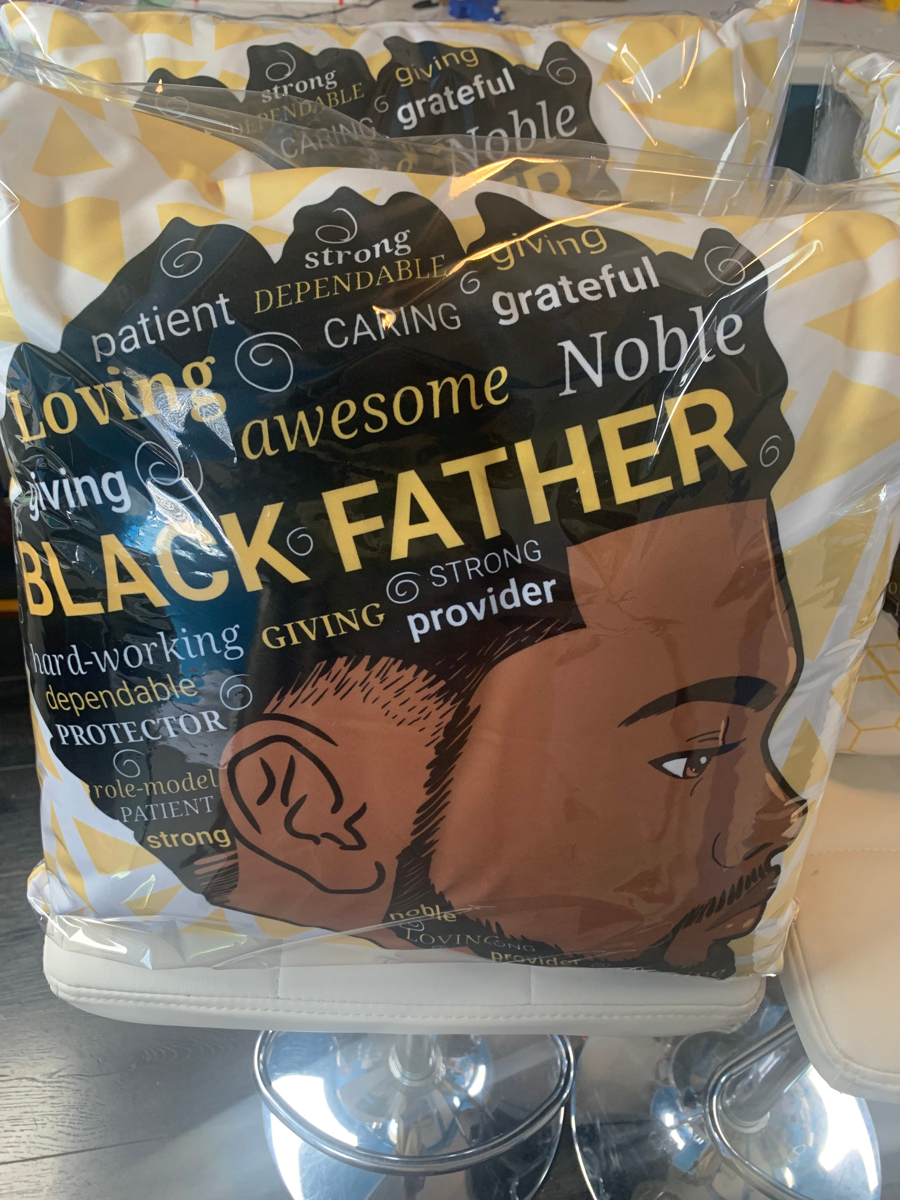 Black Father and Black Man Throw Pillow