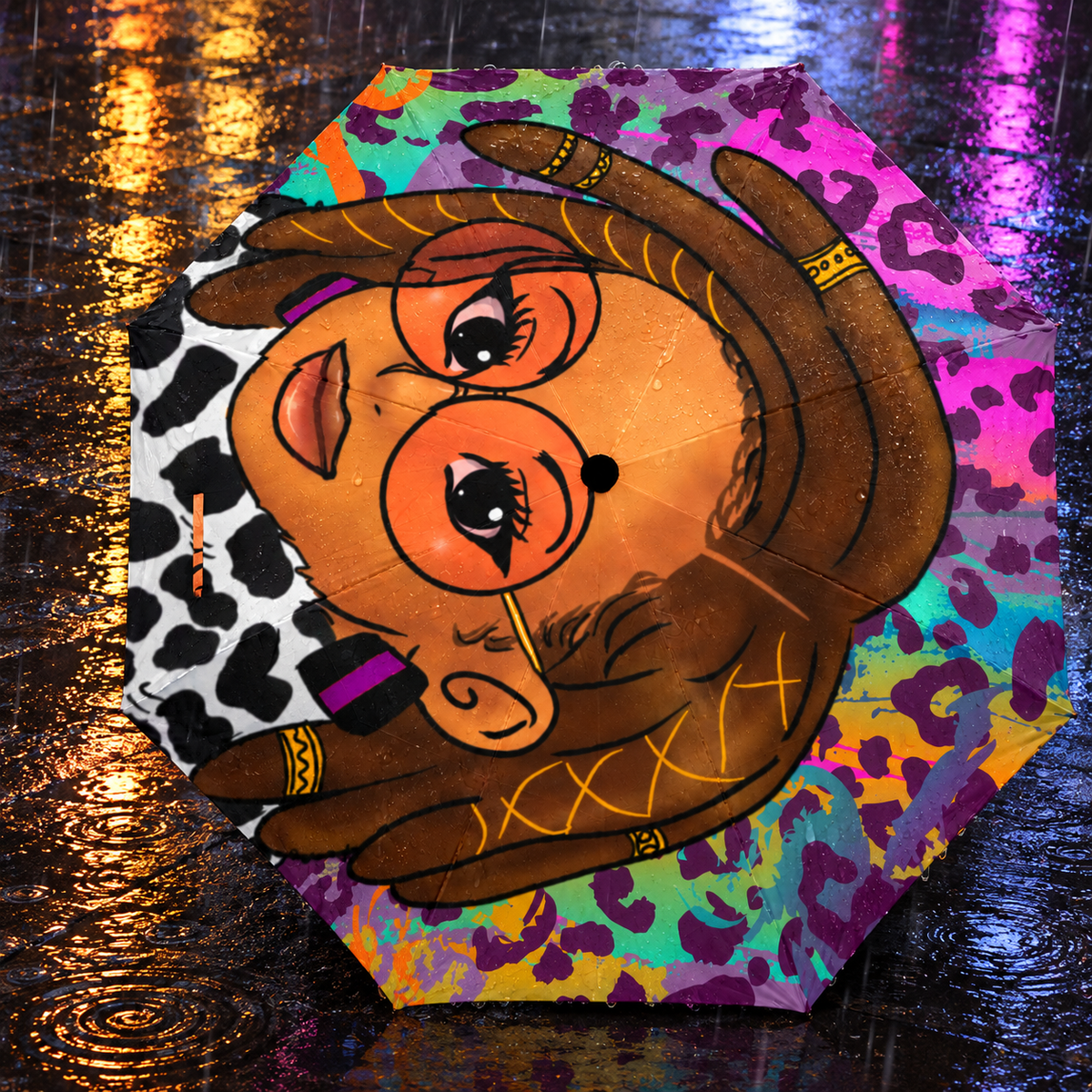 Crowned In Technicolor Umbrella | Natural Hair & Braids Umbrella