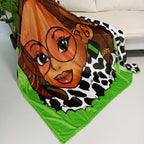 Goddess Locs Green Throw Blanket