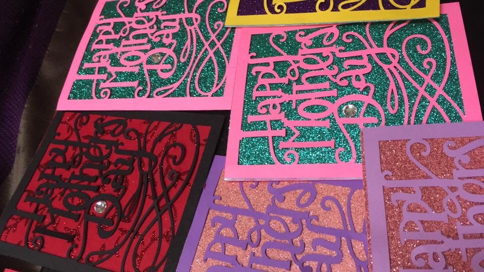 Pack of (5)  GLITTER BASE Mother's Day Cards
