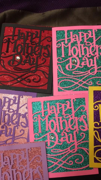 Pack of (5)  GLITTER BASE Mother's Day Cards