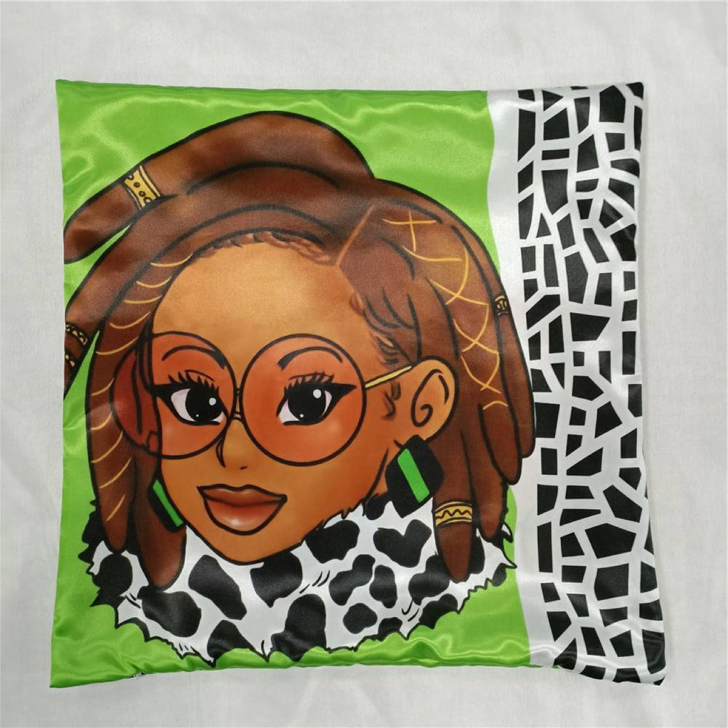 Green Braided/Locs Luxury 18" x 18" Satin Pillowcase