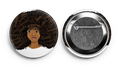 Afro hair black girl with affirmation words in her hair button