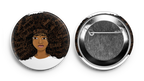 Afro hair black girl with affirmation words in her hair button