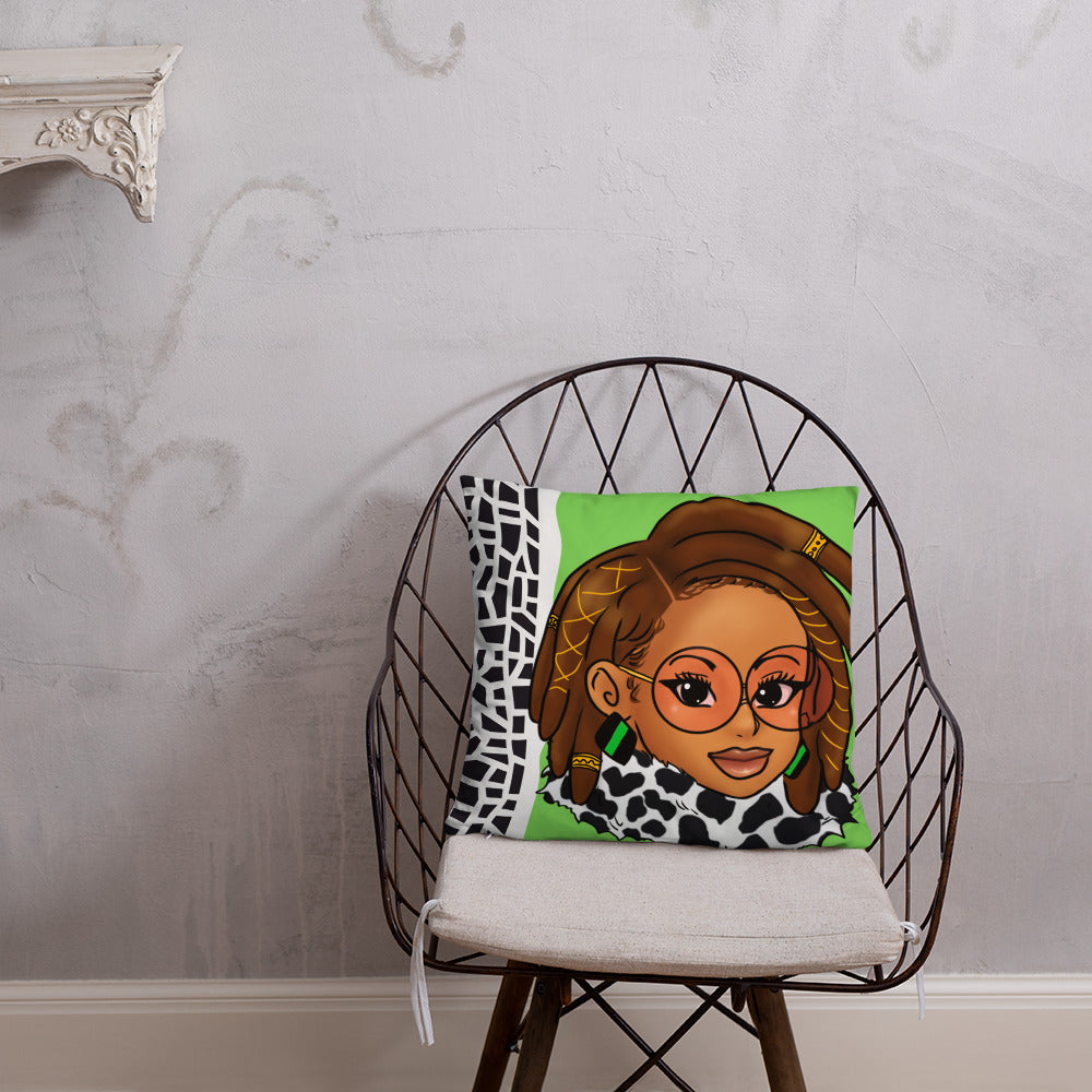 Green Braided/Locs Luxury 18" x 18" Throw Pillow