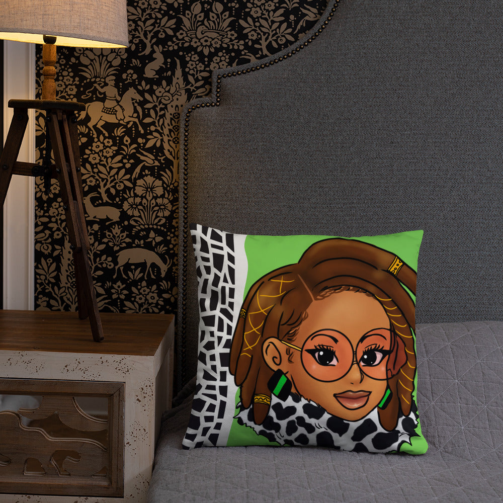 Green Braided/Locs Luxury 18" x 18" Throw Pillow