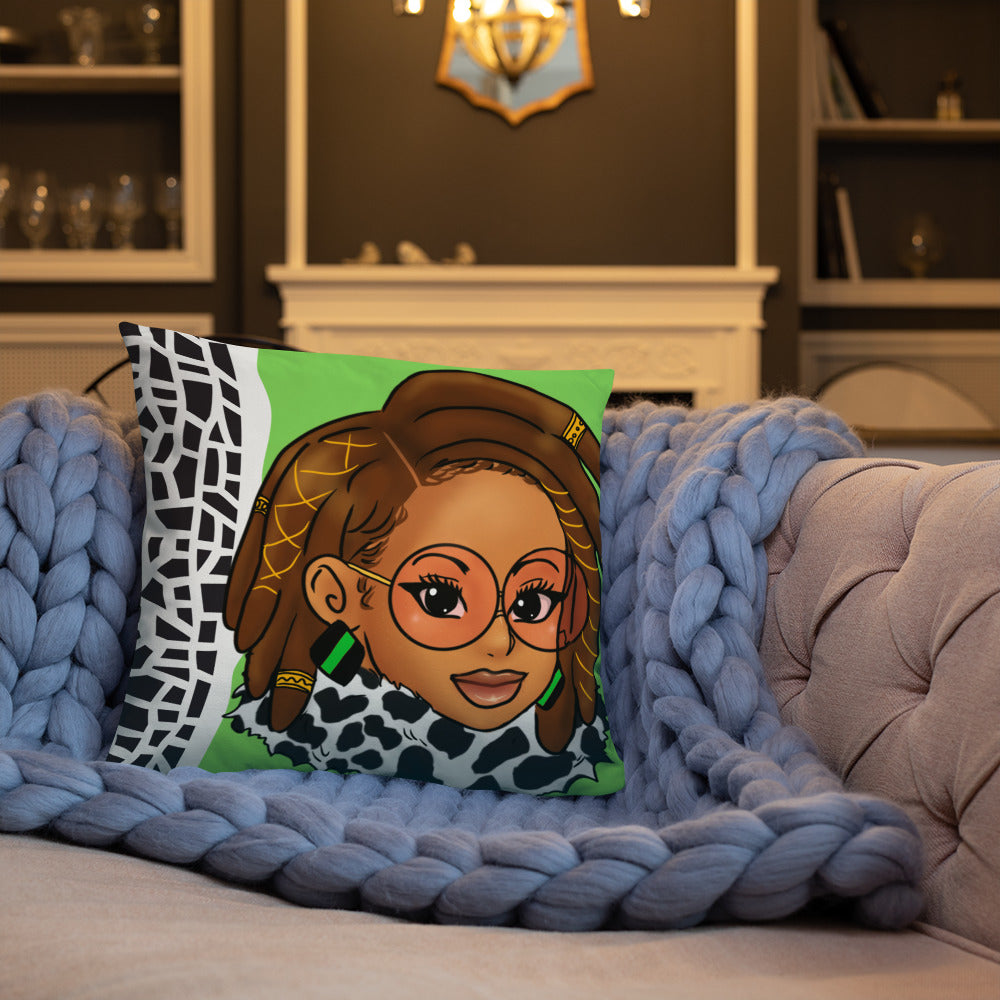 Green Braided/Locs Luxury 18" x 18" Throw Pillow