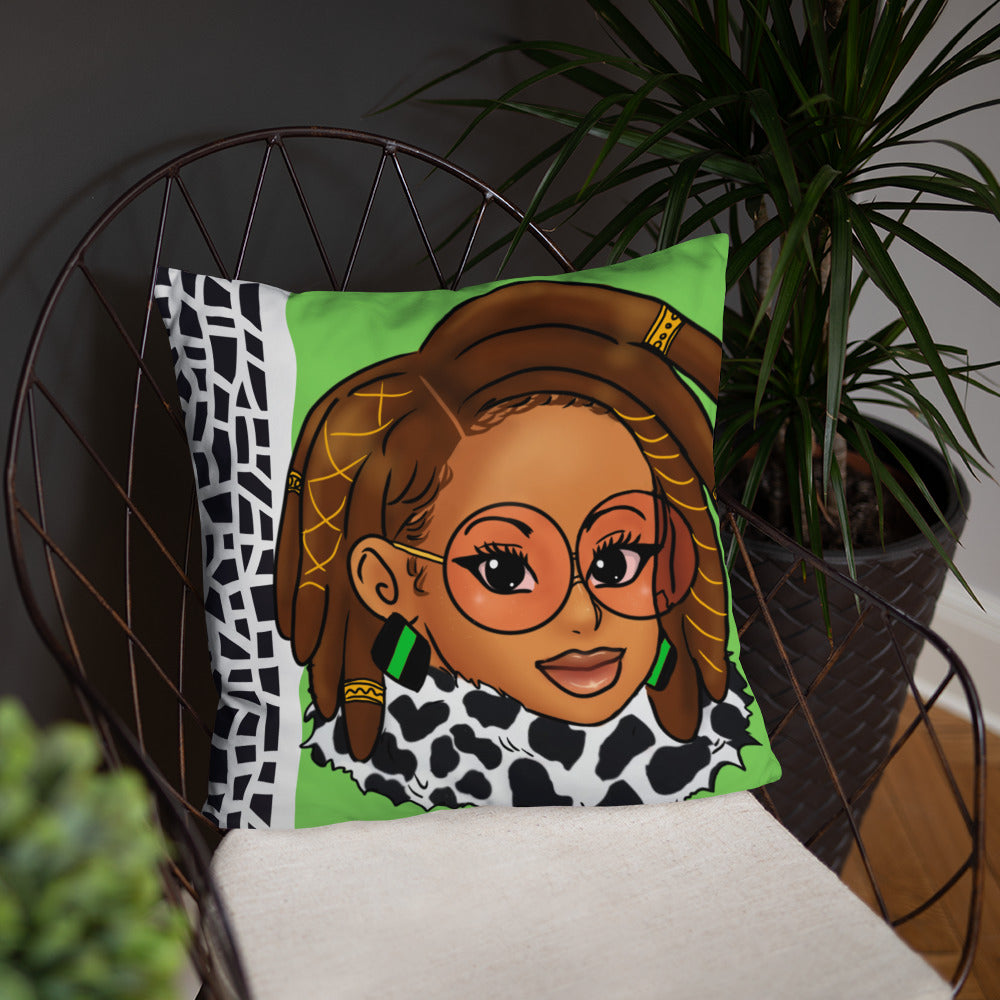 Green Braided/Locs Luxury 18" x 18" Throw Pillow