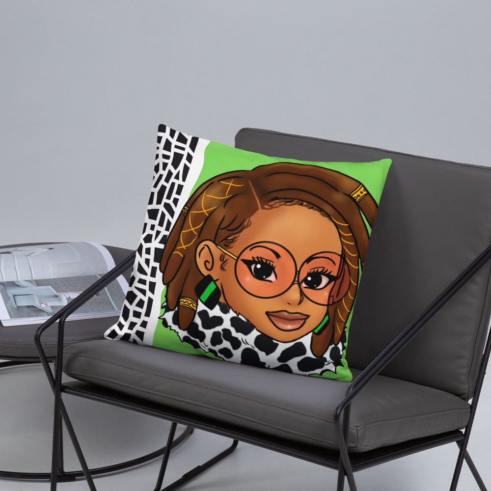 Green Braided/Locs Luxury 18" x 18" Throw Pillow