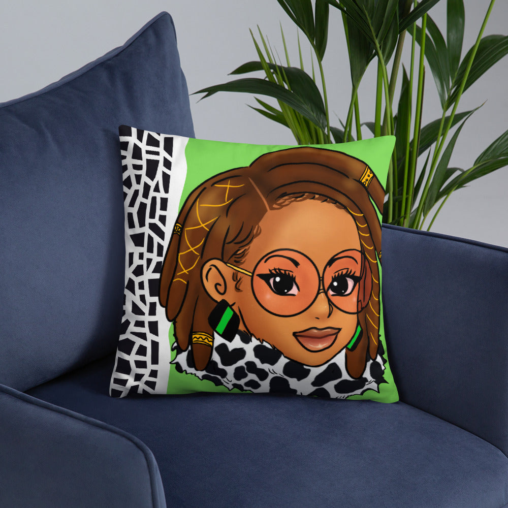 Green Braided/Locs Luxury 18" x 18" Throw Pillow