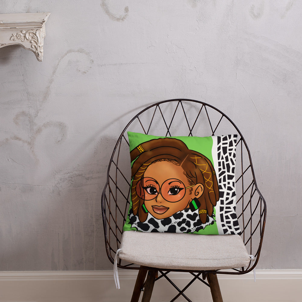Green Braided/Locs Luxury 18" x 18" Throw Pillow