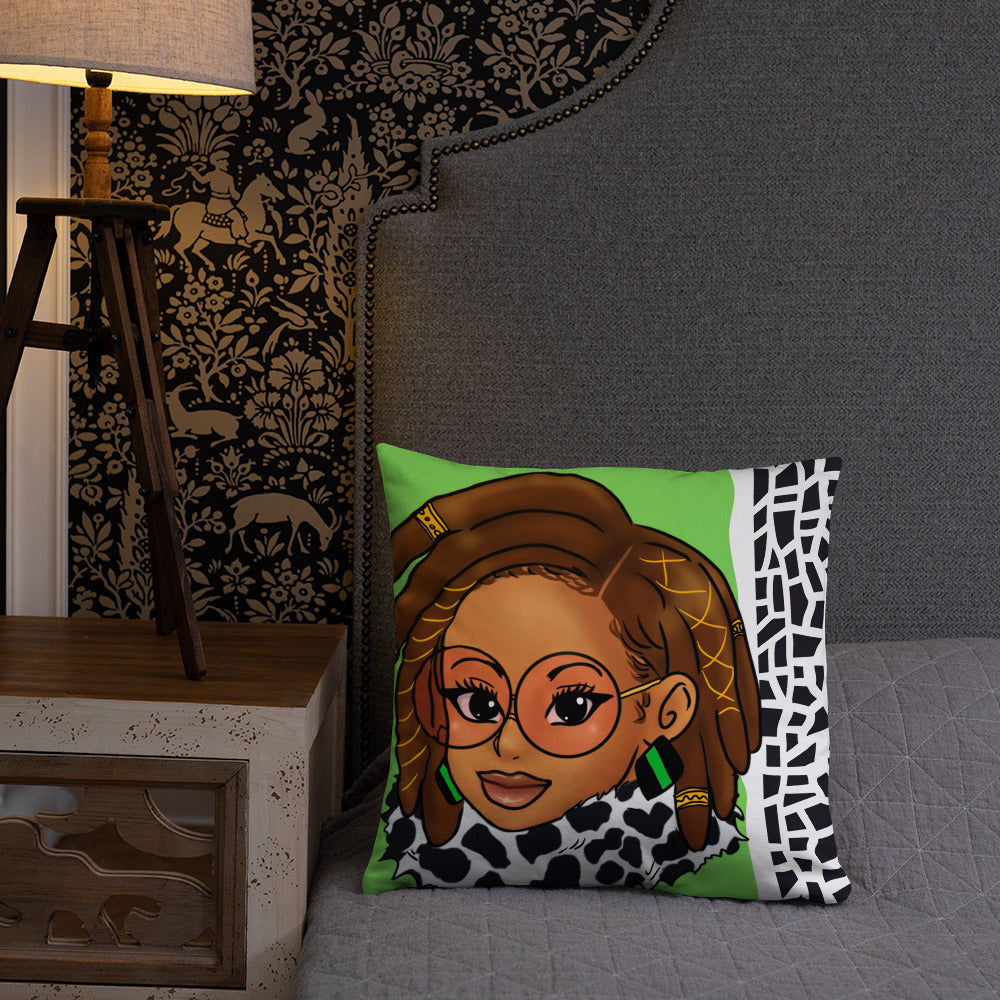 Green Braided/Locs Luxury 18" x 18" Throw Pillow