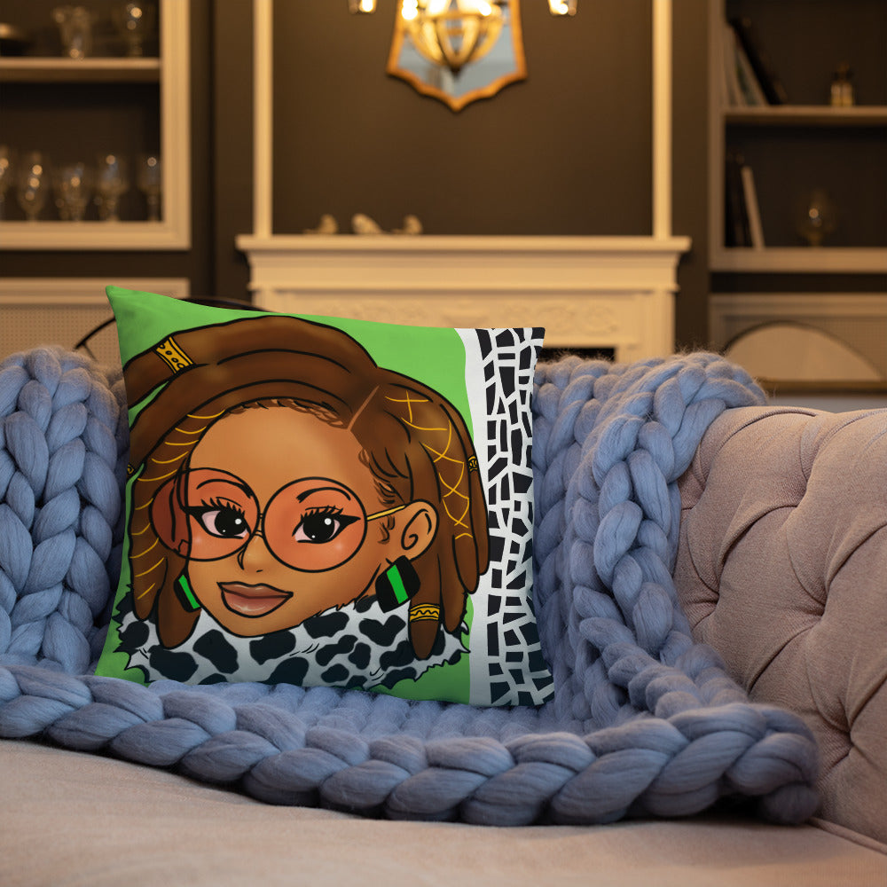 Green Braided/Locs Luxury 18" x 18" Throw Pillow